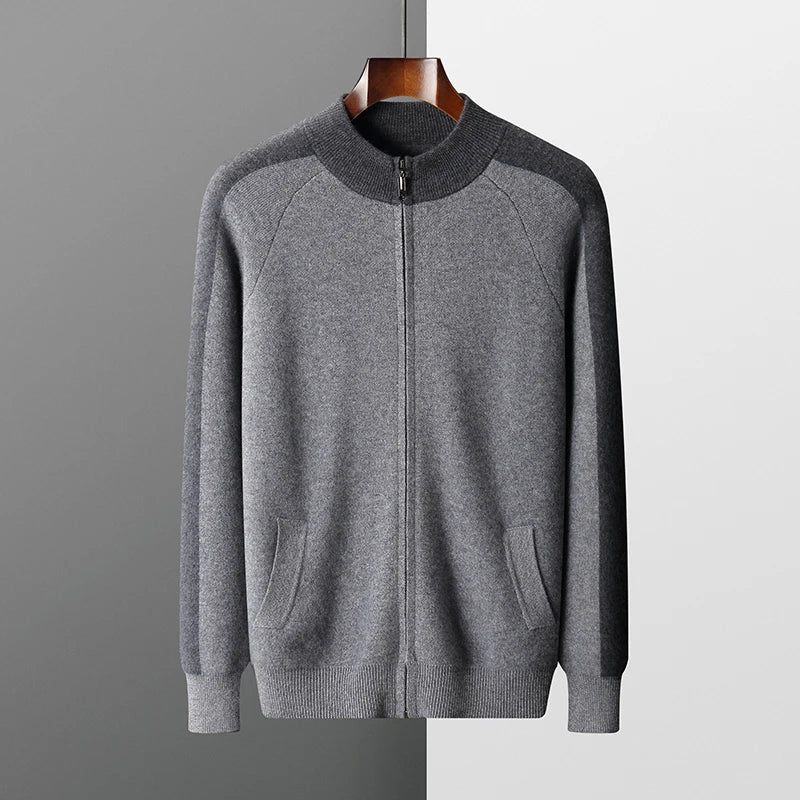 Cashmere Knit Zip Up Cardigan and Trouser Set for Men | Winter Wear