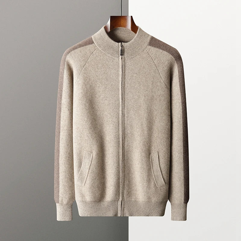 Cashmere Knit Zip Up Cardigan and Trouser Set for Men | Winter Wear
