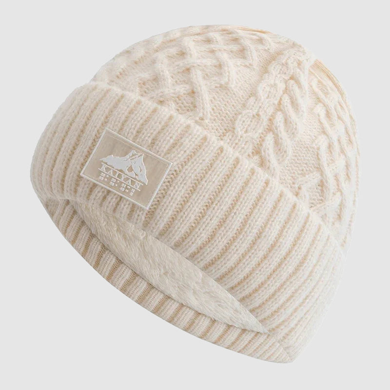 Knitted Beanie with Fold-Over Cuff and Fleece Interior
