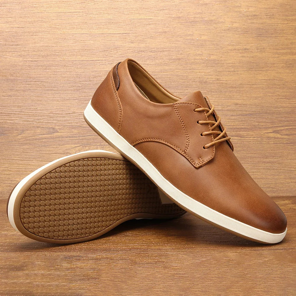 Minimalist Leather Casual Sneakers for Men | Smart Casual Wear