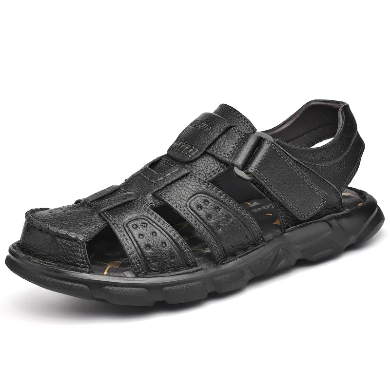 Leather Closed Toe Cut Out Sandals for Men | Outdoor and Summer Wear