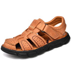 Leather Closed Toe Cut Out Sandals for Men | Outdoor and Summer Wear