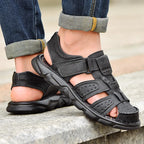 Leather Closed Toe Cut Out Sandals for Men | Outdoor and Summer Wear
