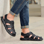 Leather Closed Toe Cut Out Sandals for Men | Outdoor and Summer Wear