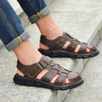Leather Closed Toe Cut Out Sandals for Men | Outdoor and Summer Wear