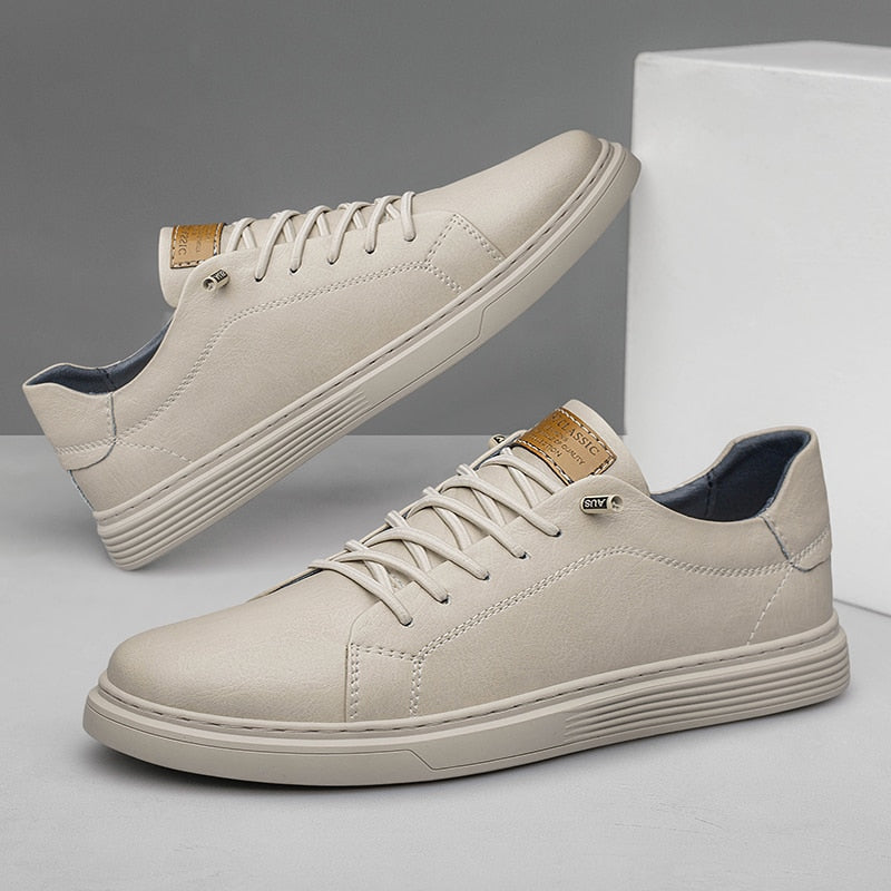 Italian Leather Lace Up Sneakers for Men | Smart Casual Wear