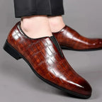 Croc Embossed Leather Slip On Loafers for Men | Formal and Business Wear