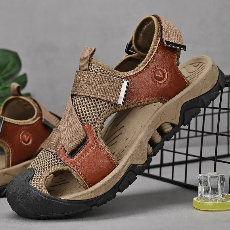 Leather and Mesh Outdoor Sandals for Men | Beach and Trail Wear