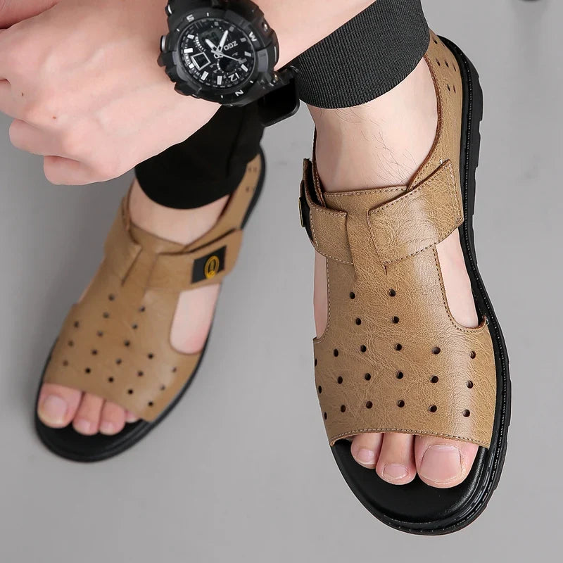Leather Platform Summer Sandals for Men | Casual Wear