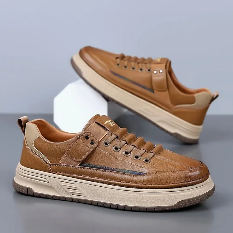 Platform Sole Leather Look Sneakers for Men | Casual Wear