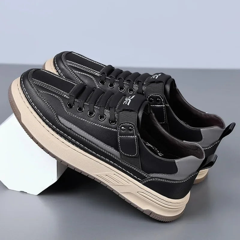 Platform Sole Leather Look Sneakers for Men | Casual Wear