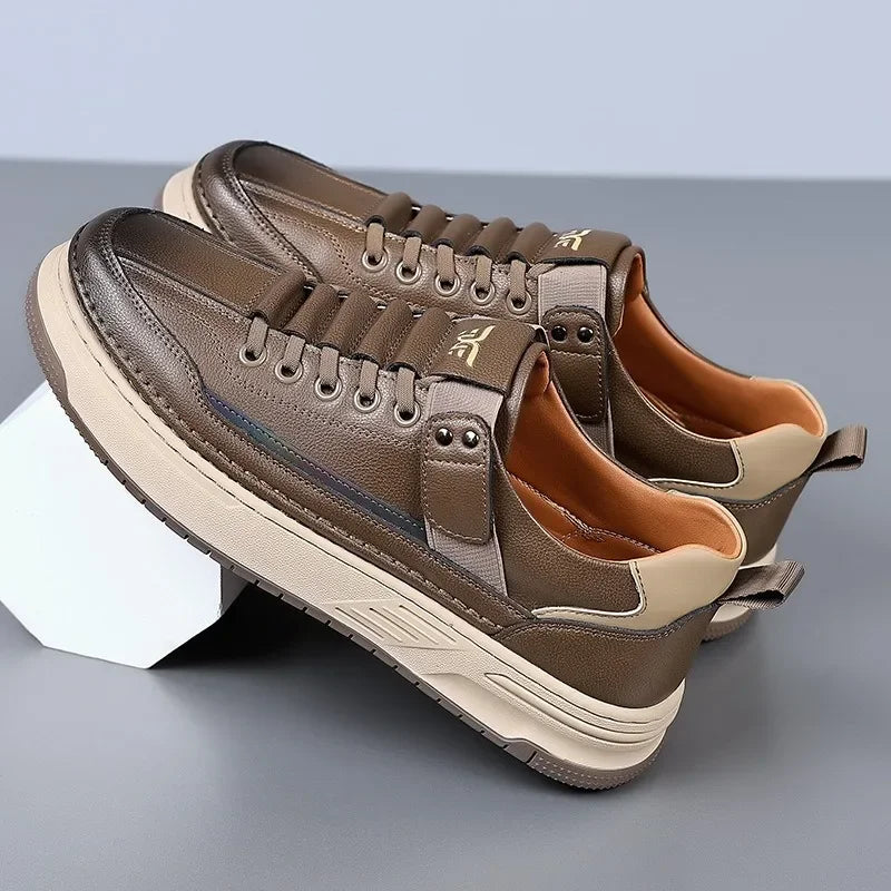 Platform Sole Leather Look Sneakers for Men | Casual Wear