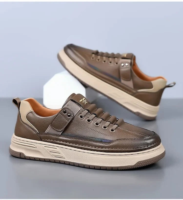 Platform Sole Leather Look Sneakers for Men | Casual Wear