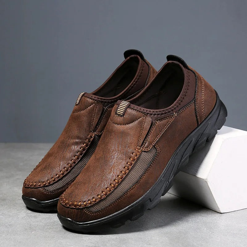 Leather Slip On Loafers with Elastic Inserts for Men | Work and Travel