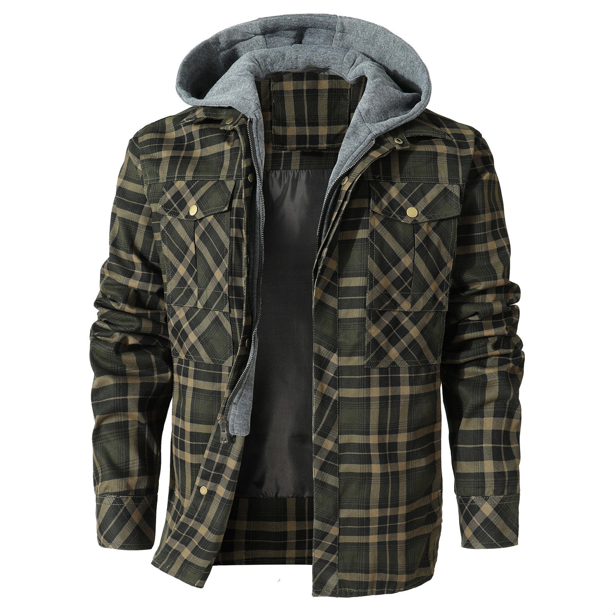 Quilted Insulated Hooded Flannel Jacket for Men | Outdoor Wear