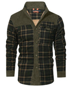 Snap Front Faux Fur Lined Flannel Jacket for Men | Winter Outerwear