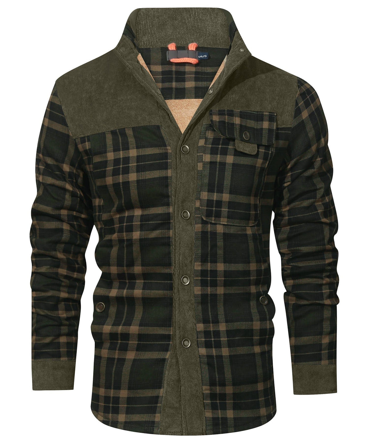 Snap Front Faux Fur Lined Flannel Jacket for Men | Winter Outerwear