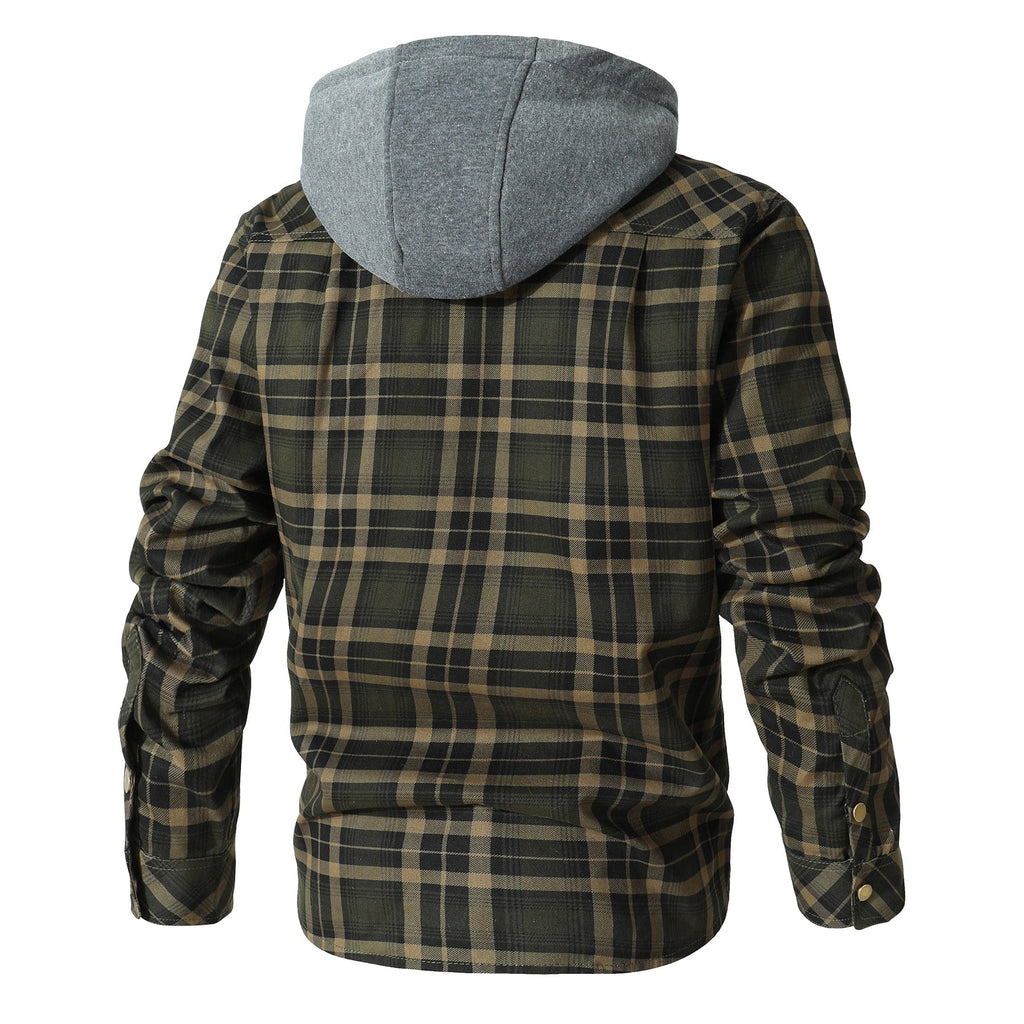 Quilted Insulated Hooded Flannel Jacket for Men | Outdoor Wear