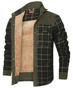 Snap Front Faux Fur Lined Flannel Jacket for Men | Winter Outerwear