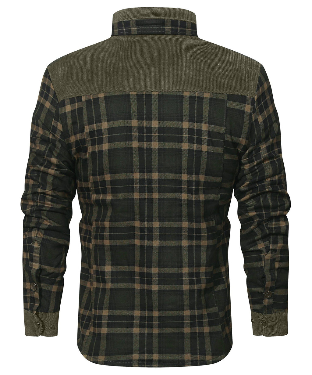 Snap Front Faux Fur Lined Flannel Jacket for Men | Winter Outerwear