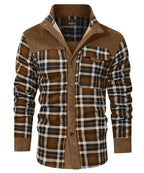 Snap Front Faux Fur Lined Flannel Jacket for Men | Winter Outerwear
