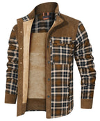 Snap Front Faux Fur Lined Flannel Jacket for Men | Winter Outerwear