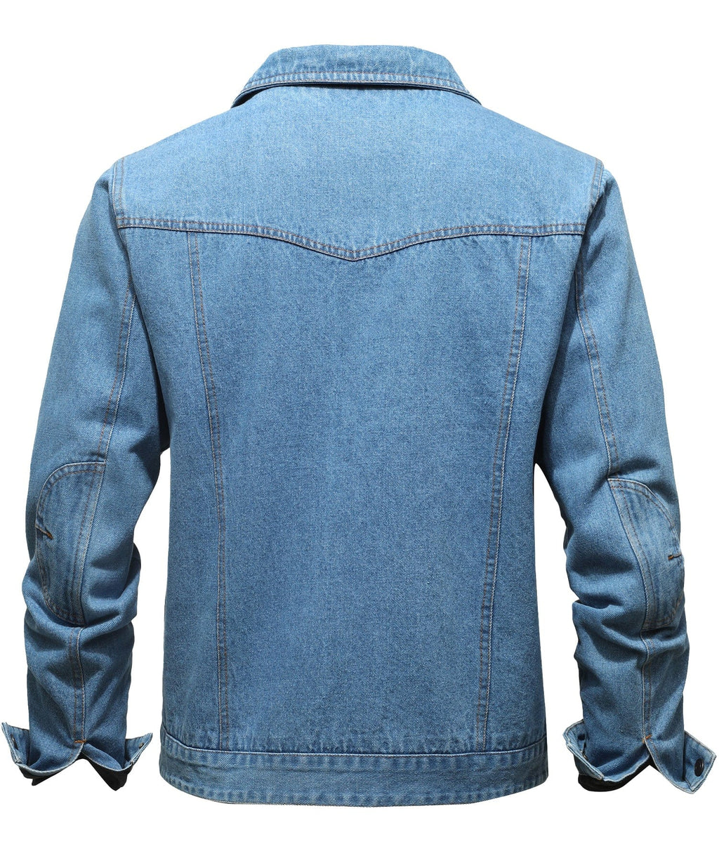 Flannel Lined Button Front Denim Shirt Jacket for Men | Cool Weather
