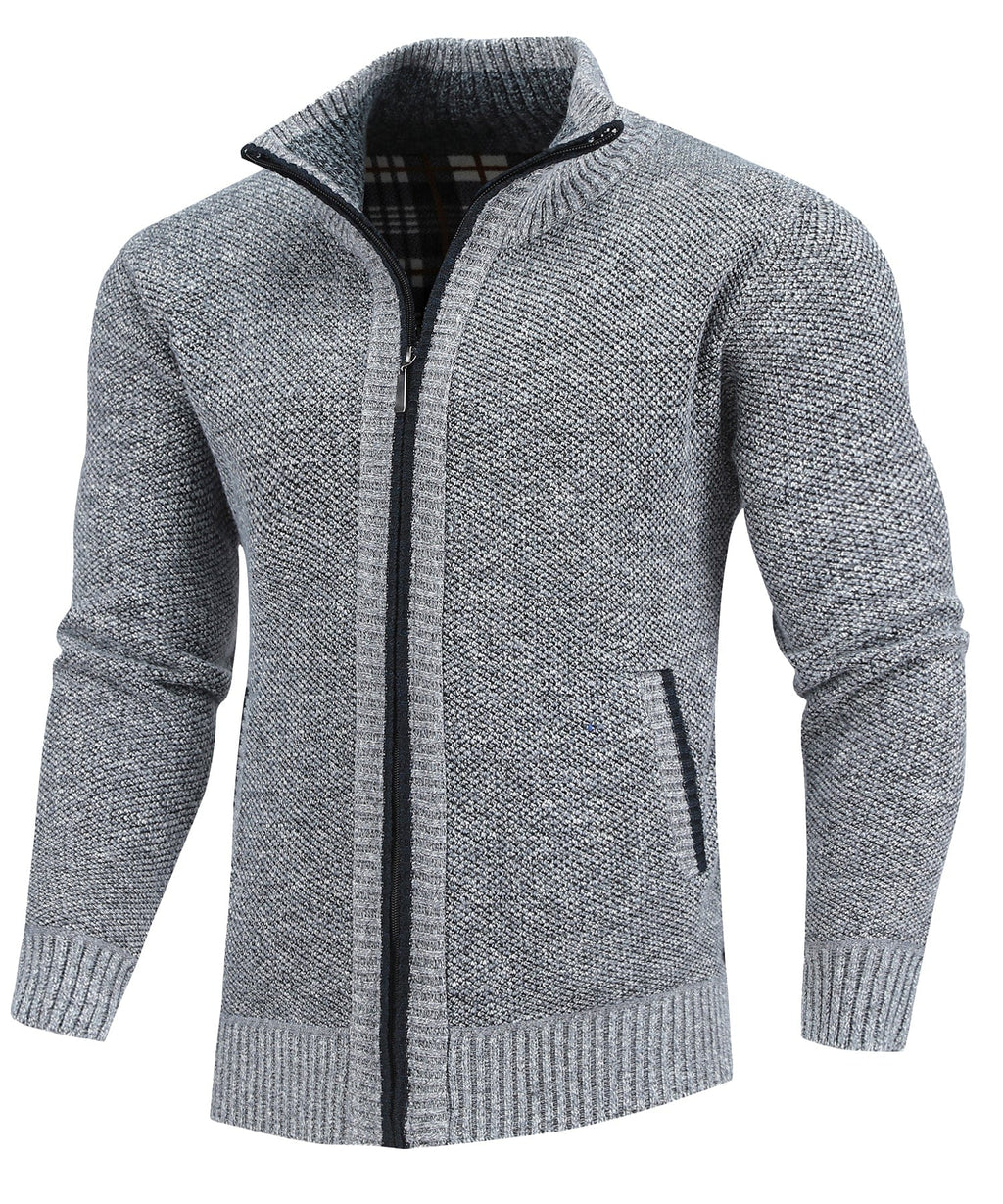 Flannel Lined Full Zip Sweater for Men | Cold Weather Layering