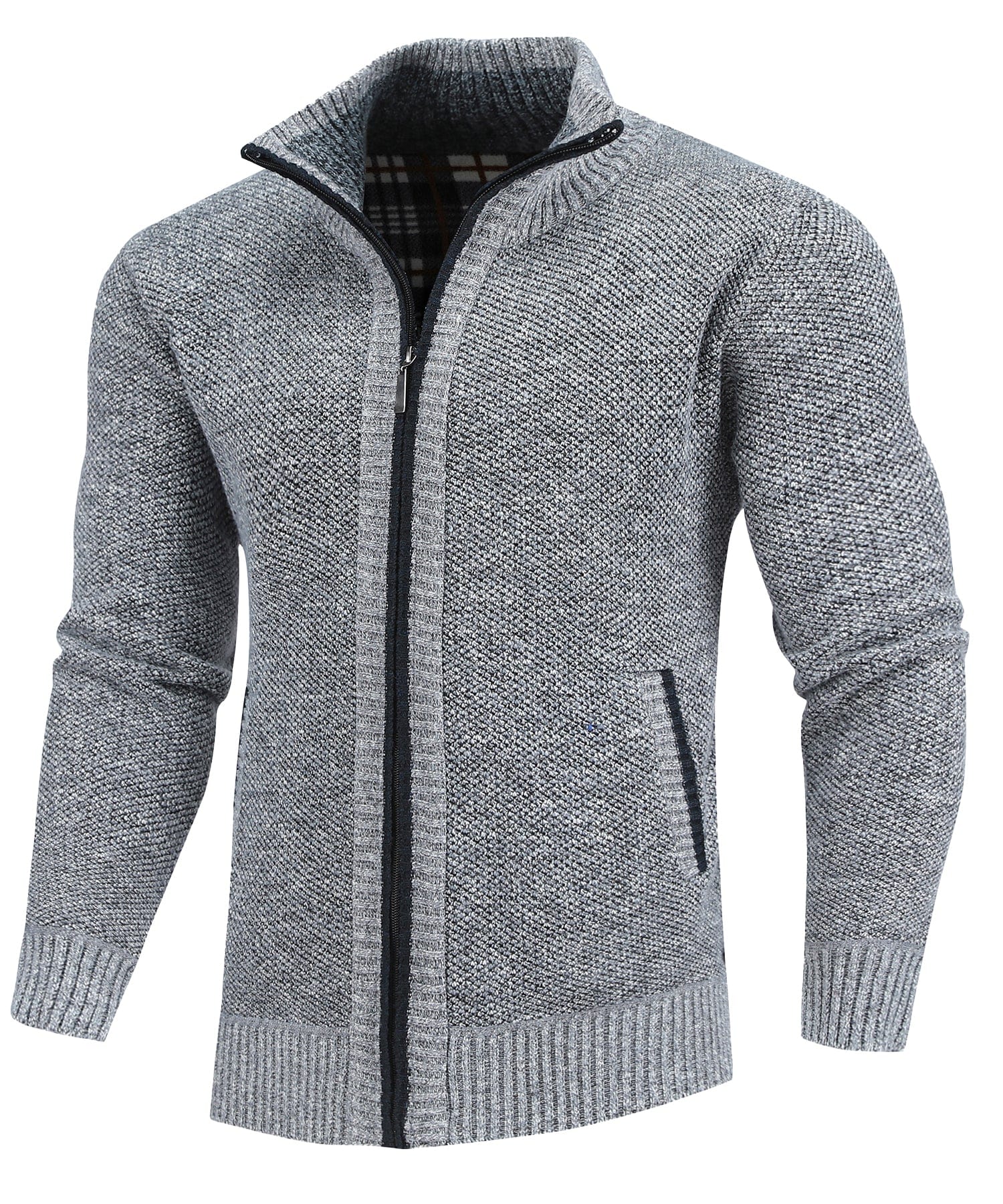 Flannel Lined Full Zip Sweater for Men | Cold Weather Layering