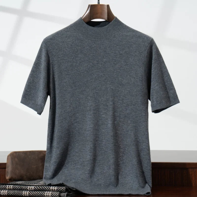 Lightweight Wool Knit Short Sleeve Base Shirt for Men | Spring and Summer Layering