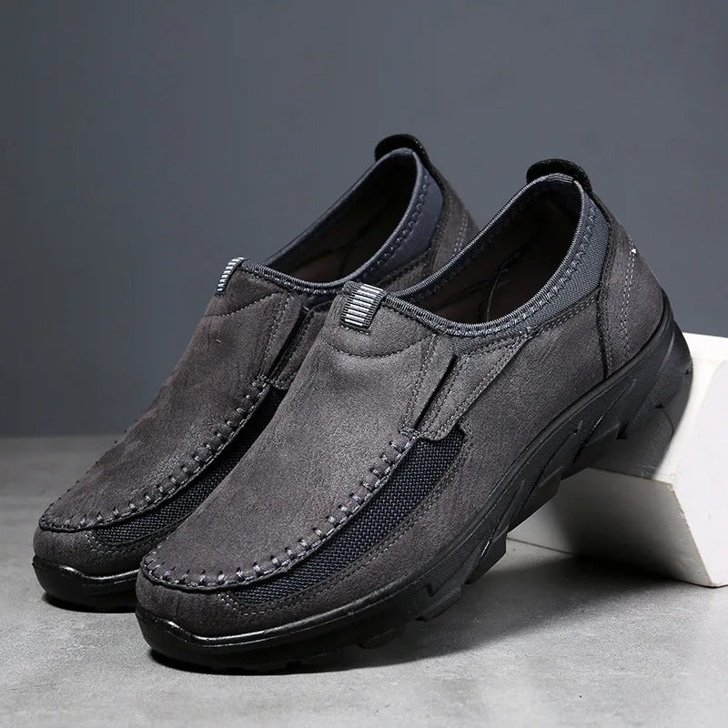 Leather Slip On Loafers with Elastic Inserts for Men | Work and Travel