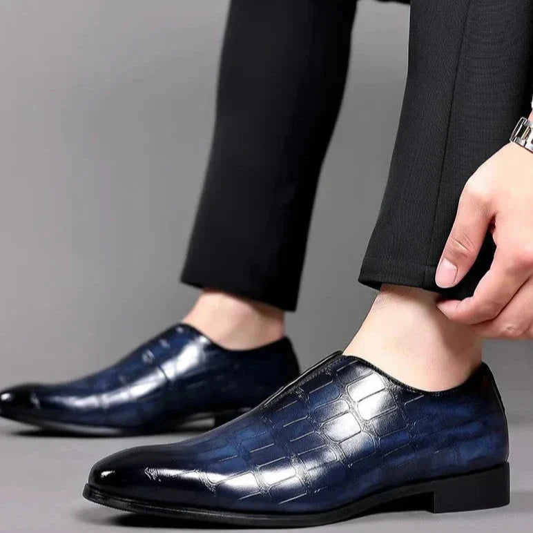 Croc Embossed Leather Slip On Loafers for Men | Formal and Business Wear