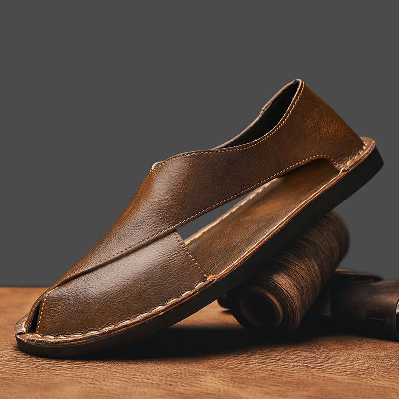 Lorenzo Vitali Cross Front Leather Sandals