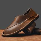 Lorenzo Vitali Cross Front Leather Sandals