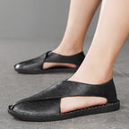 Lorenzo Vitali Cross Front Leather Sandals
