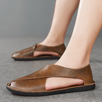 Lorenzo Vitali Cross Front Leather Sandals