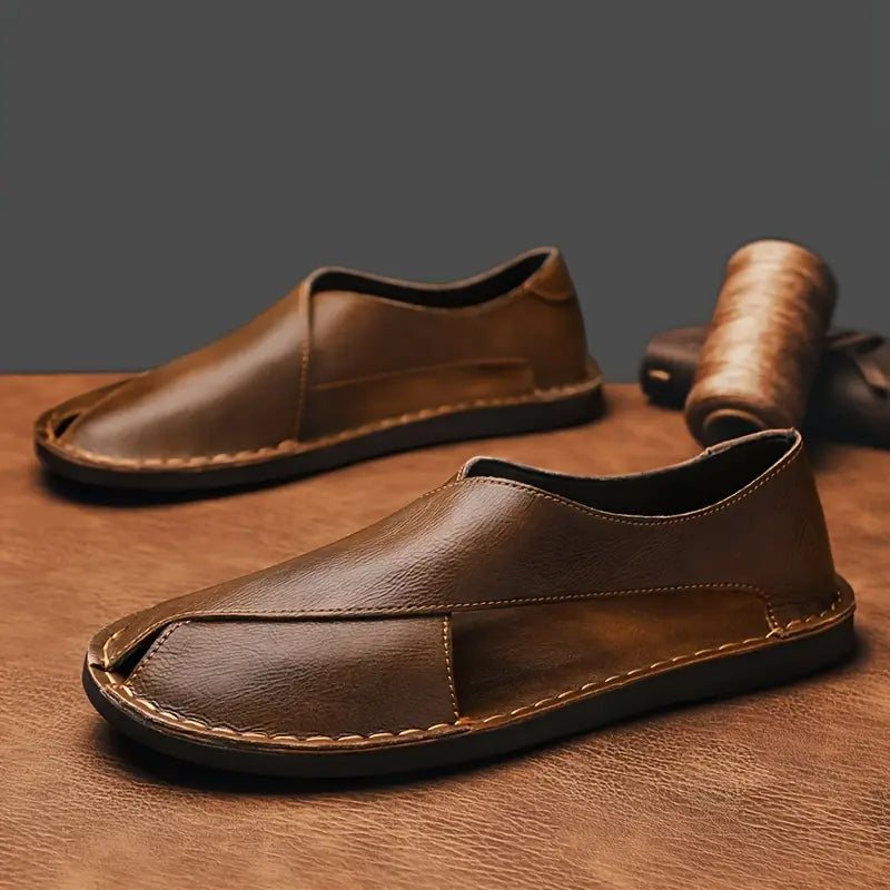 Lorenzo Vitali Cross Front Leather Sandals