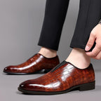 Lorenzo Vitali Glossy Croc-Texture Loafers