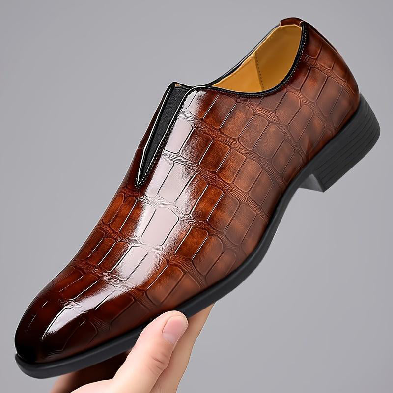 Lorenzo Vitali Glossy Croc-Texture Loafers