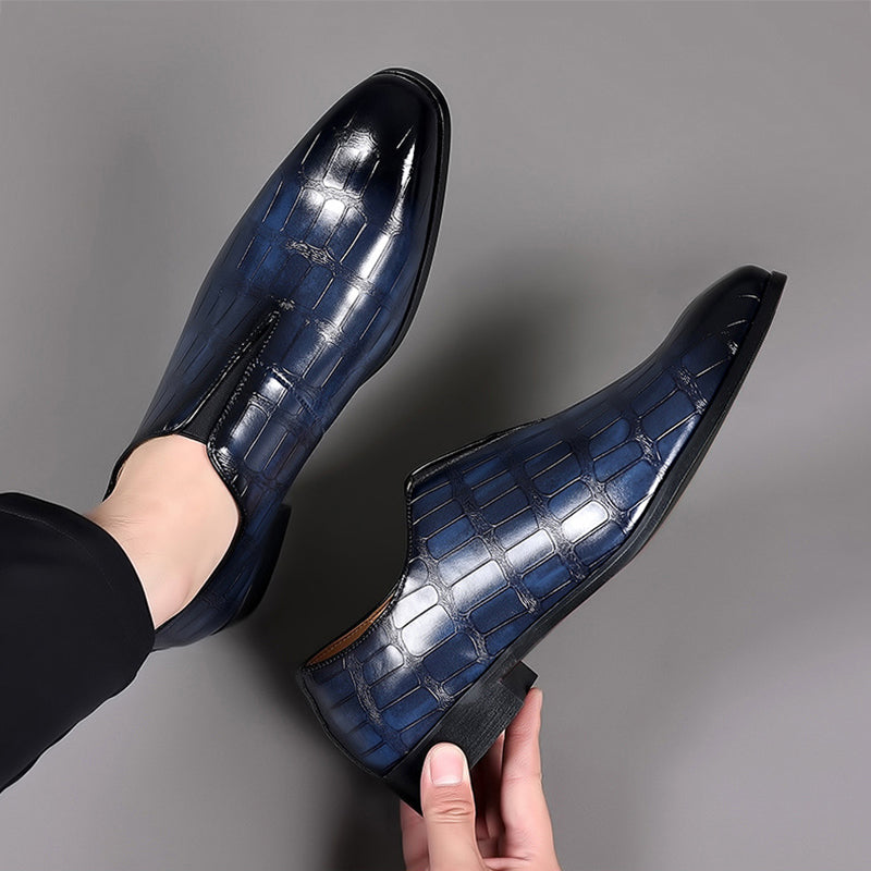 Lorenzo Vitali Glossy Croc-Texture Loafers