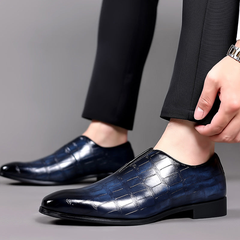 Lorenzo Vitali Glossy Croc-Texture Loafers