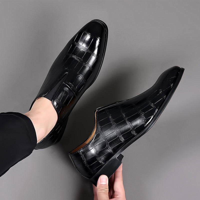 Lorenzo Vitali Glossy Croc-Texture Loafers