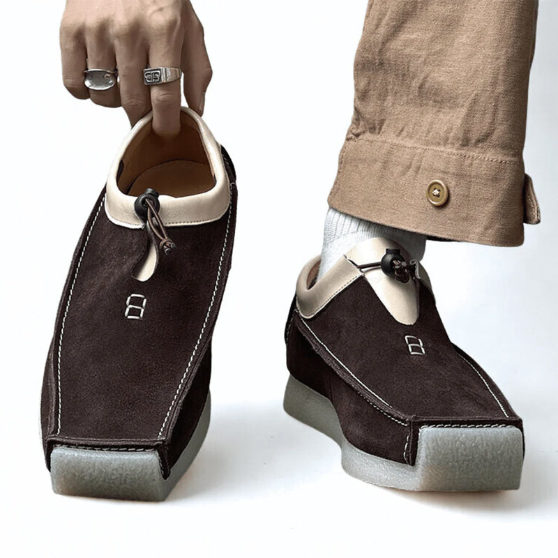 Lorenzo Vitali Suede Loafers with Drawstring Closure