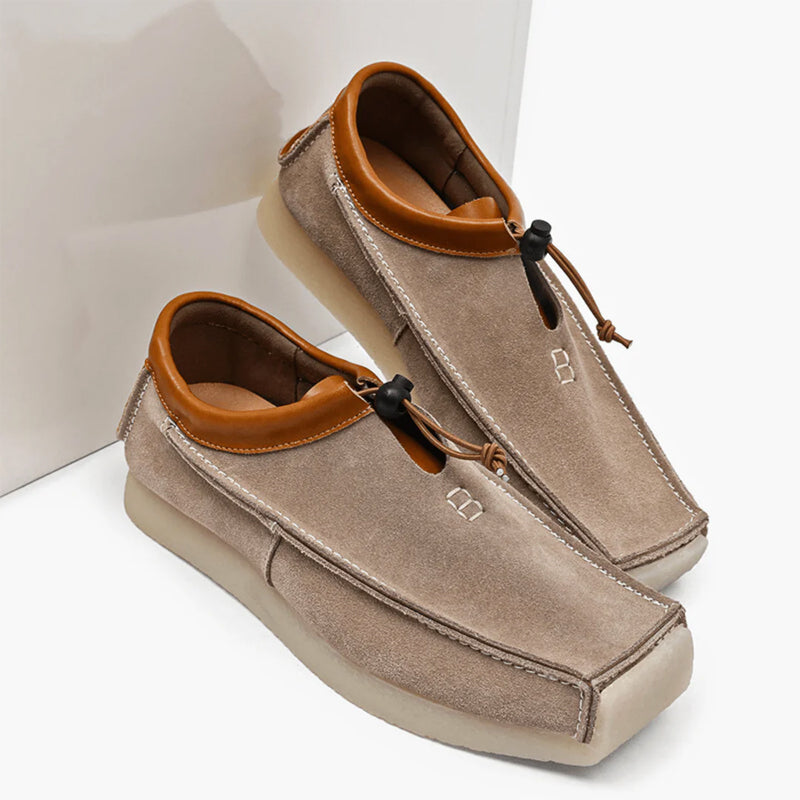 Lorenzo Vitali Suede Loafers with Drawstring Closure