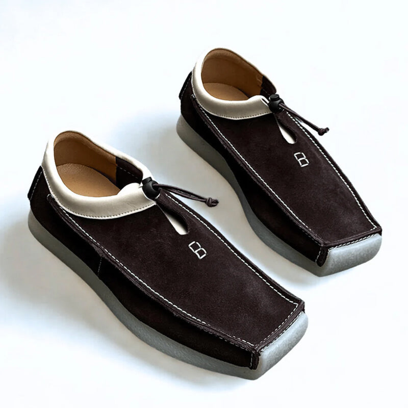 Lorenzo Vitali Suede Loafers with Drawstring Closure