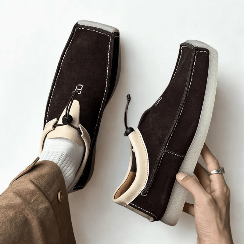 Lorenzo Vitali Suede Loafers with Drawstring Closure