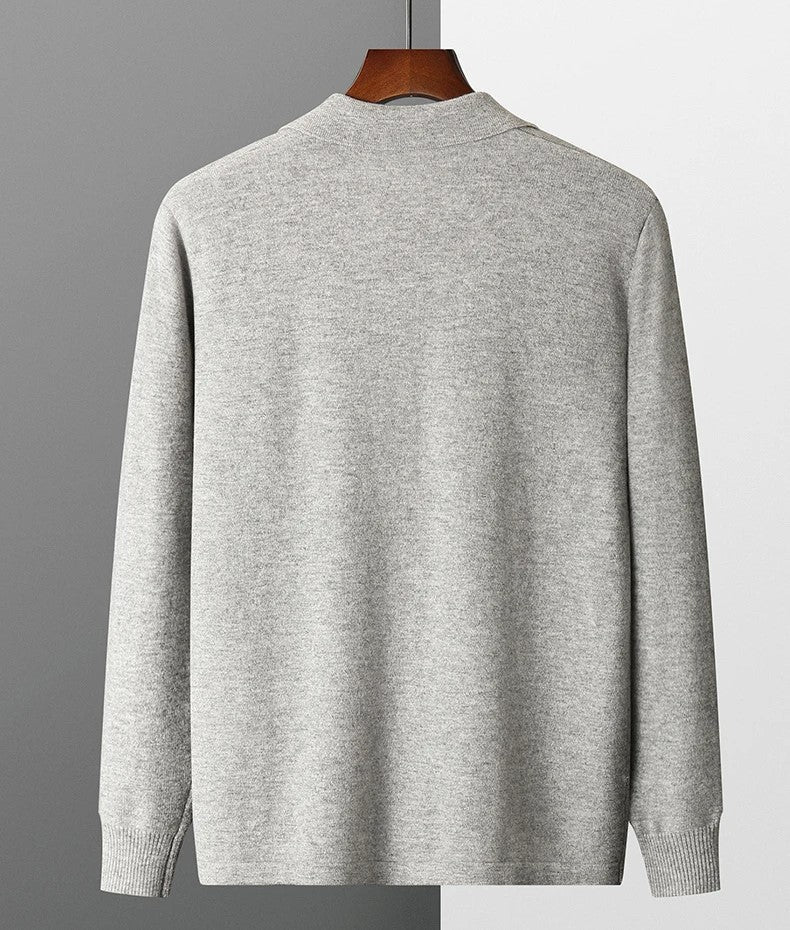 Merino Wool Button Down Polo Collar Sweater for Men | Smart Casual Wear