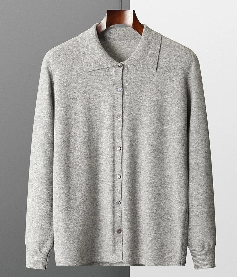 Merino Wool Button Down Polo Collar Sweater for Men | Smart Casual Wear