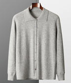 Merino Wool Button Down Polo Collar Sweater for Men | Smart Casual Wear