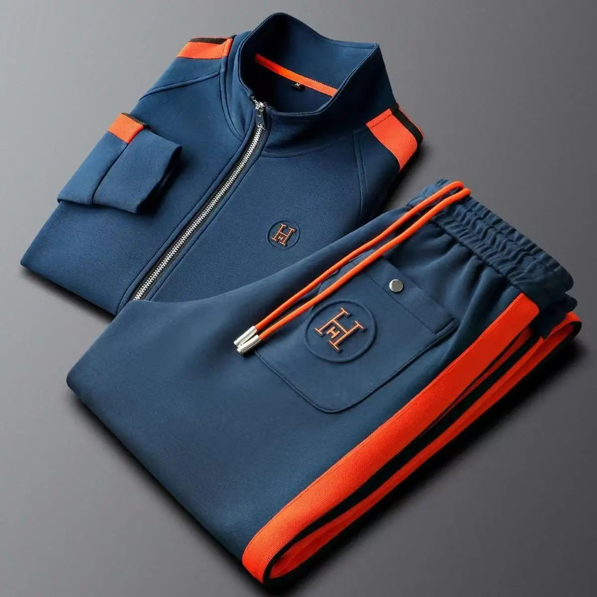 Embroidered Contrast Trim Tracksuit Set for Men | Streetwear and Travel